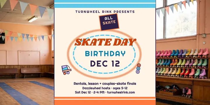 Turnwheel birthday skate party post template