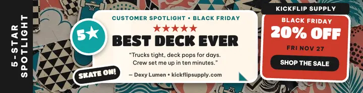 Kickflip Supply five-star review billboard template