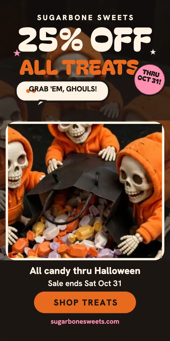 Sugarbone Sweets Halloween candy sale ad: halloween candy sale ad template