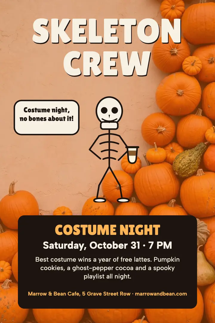 Skeleton crew costume night poster template
