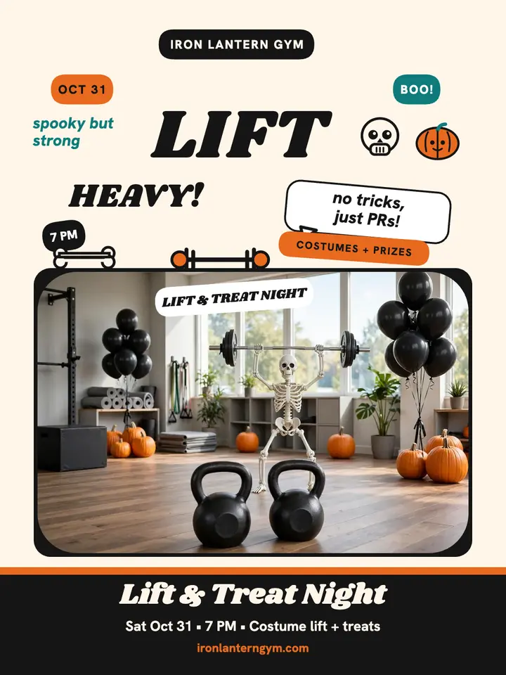 Iron Lantern skeleton gym Halloween portrait template