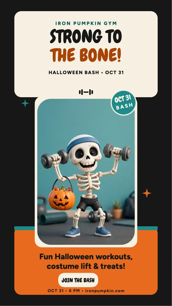 Iron Pumpkin Gym Halloween workout story: halloween gym story template