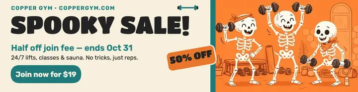 Copper Gym spooky sale billboard template