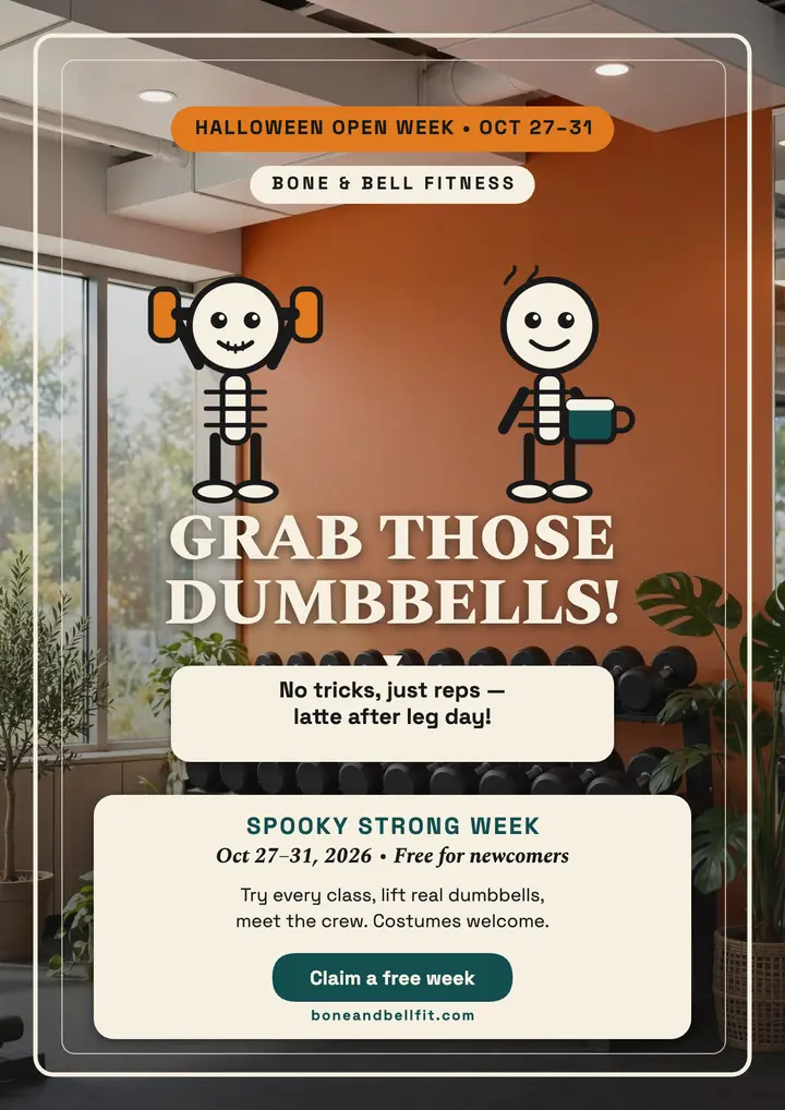 Bone and Bell spooky gym week flyer template