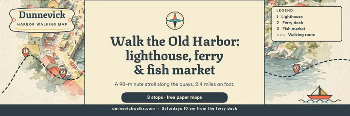 Dunnevick harbor walking tour pictorial map header template