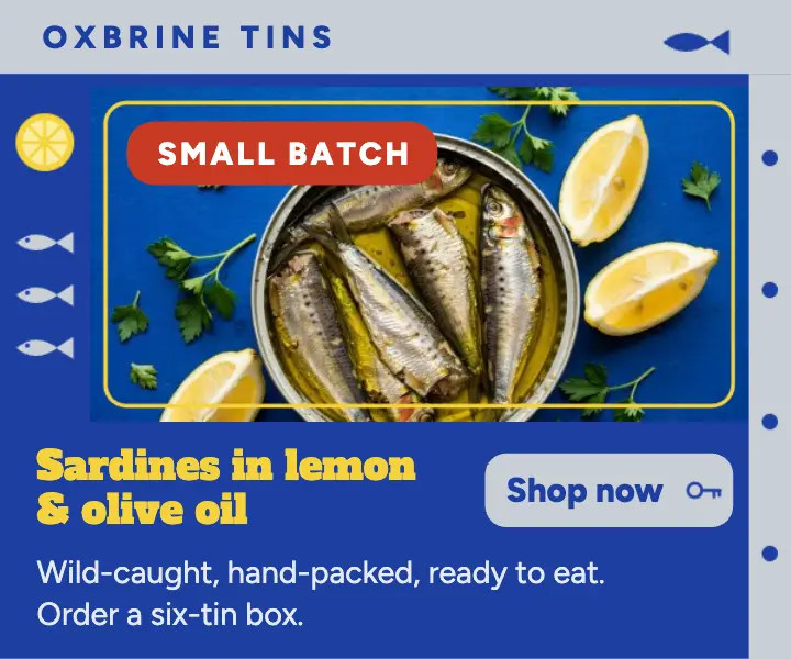 Oxbrine Tins sardines display ad template