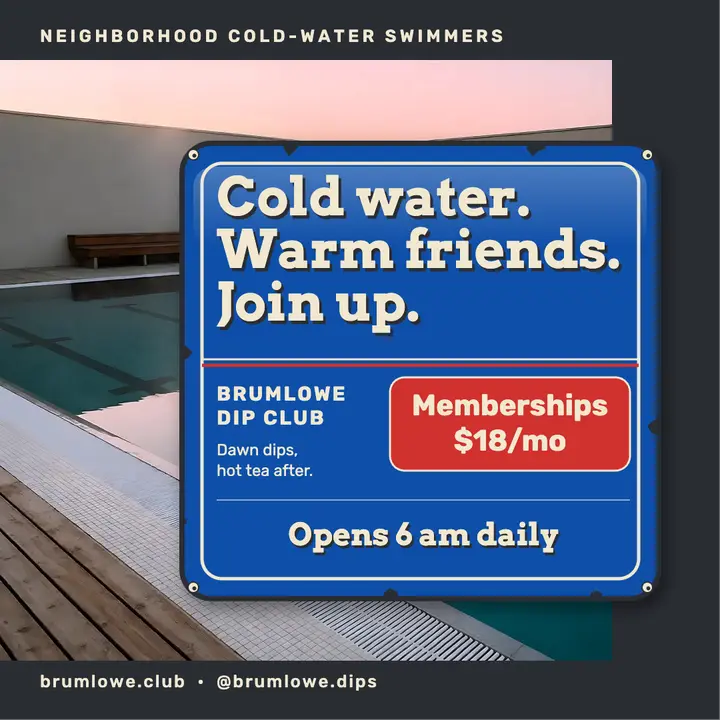 Brumlowe Dip Club membership drive, enamel sign template