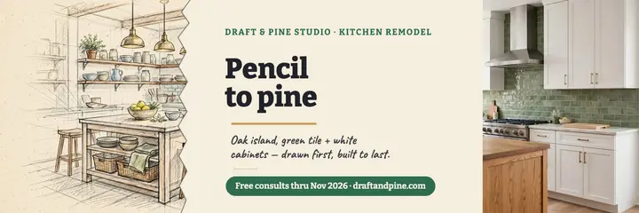 Draft and Pine sketch to kitchen header template