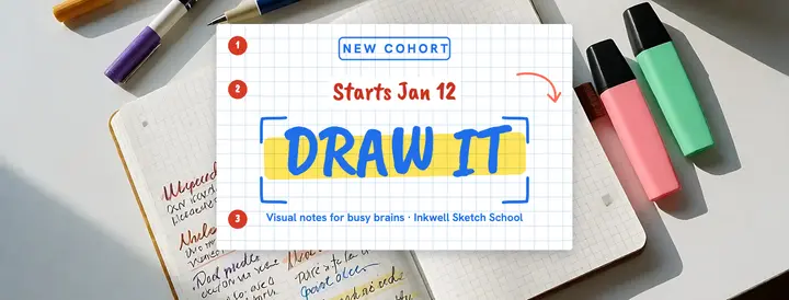 Inkwell Sketch School new cohort cover: course facebook cover template