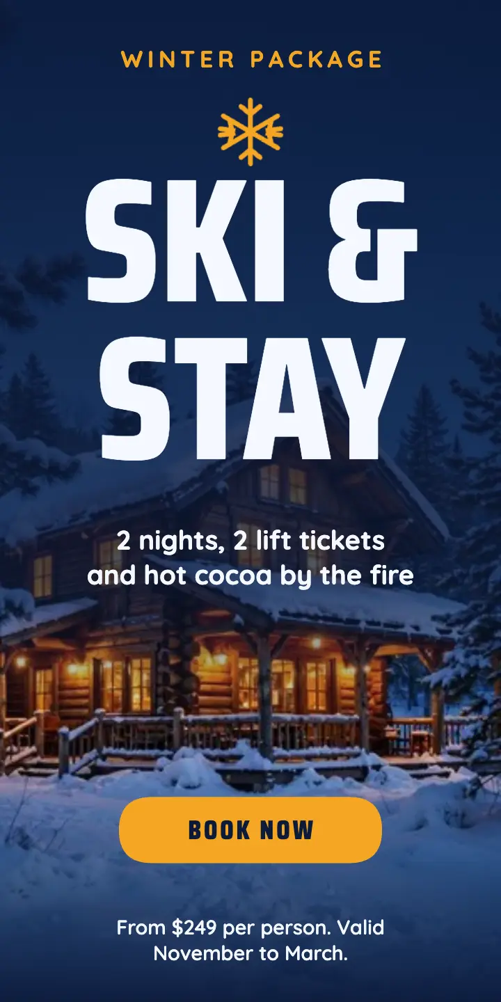 Ski & stay package ad template