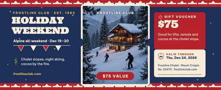Frostline Club holiday ski voucher template