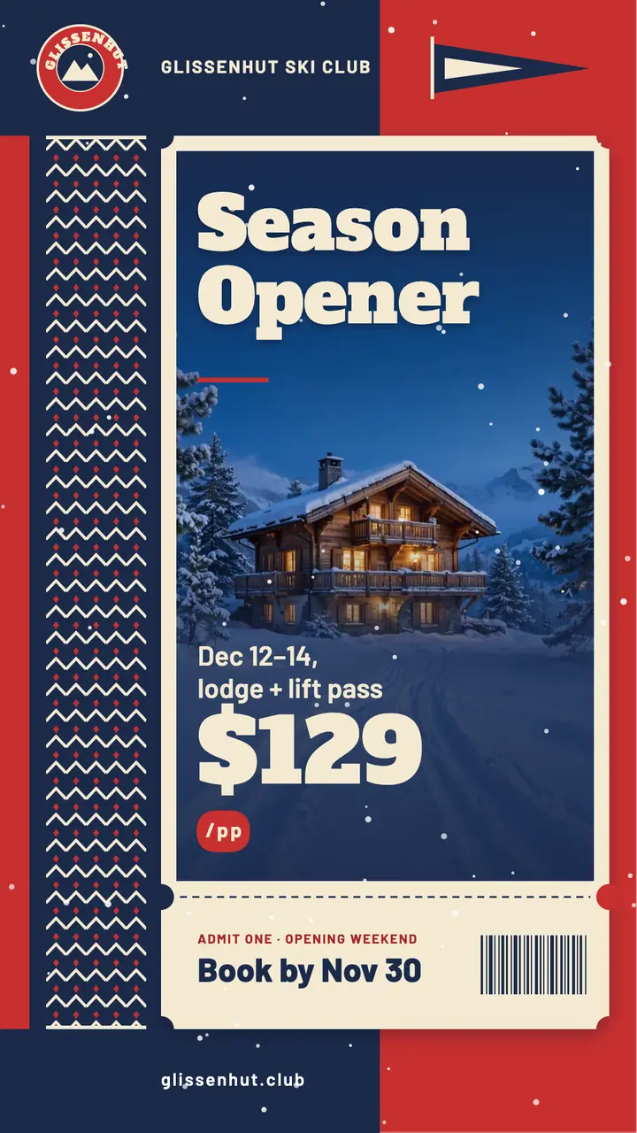 Ski club season opener weekend story template