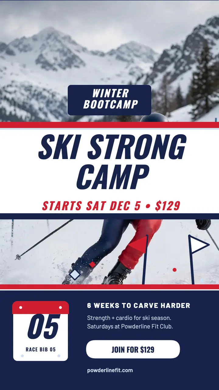 Ski Strong Camp race suit story template
