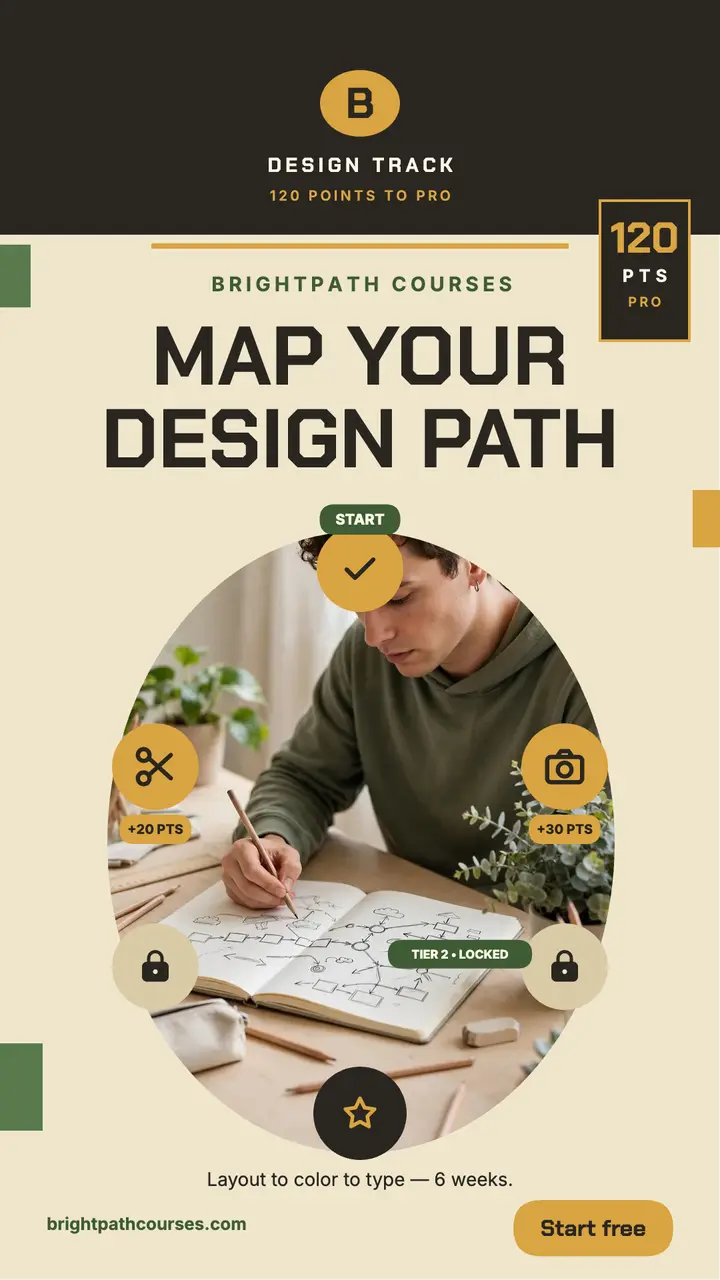 Brightpath design path skill tree story: course roadmap story template