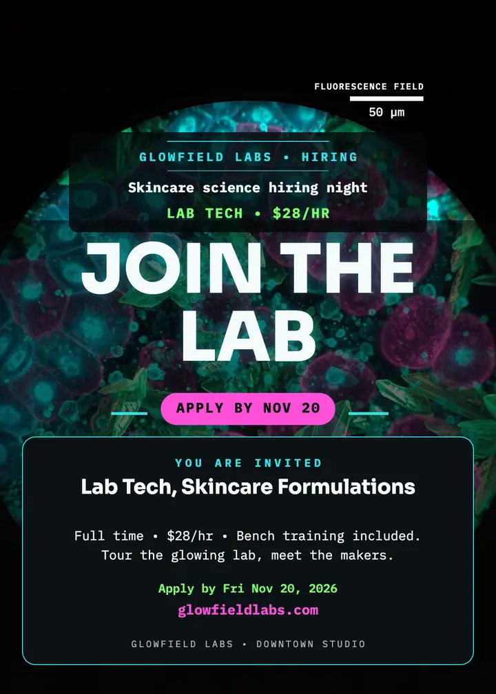 Glowfield Labs skincare hiring invitation template