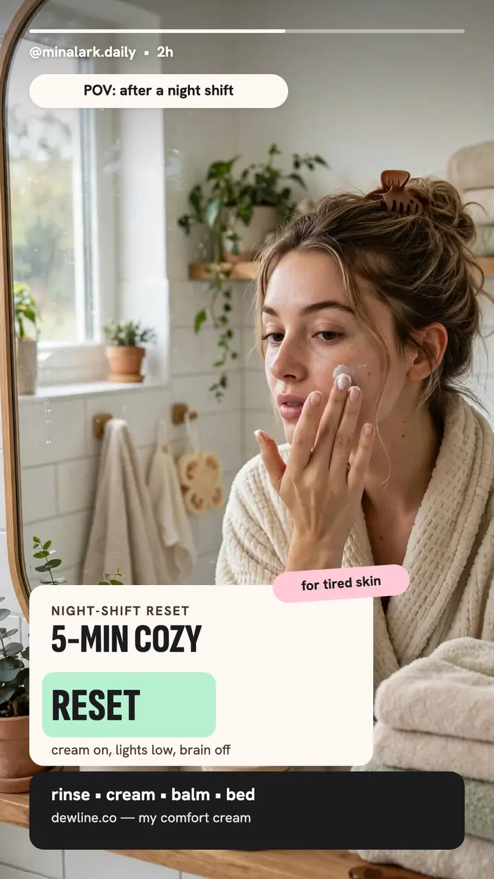 Mina Lark 5-minute cozy skincare reset story template