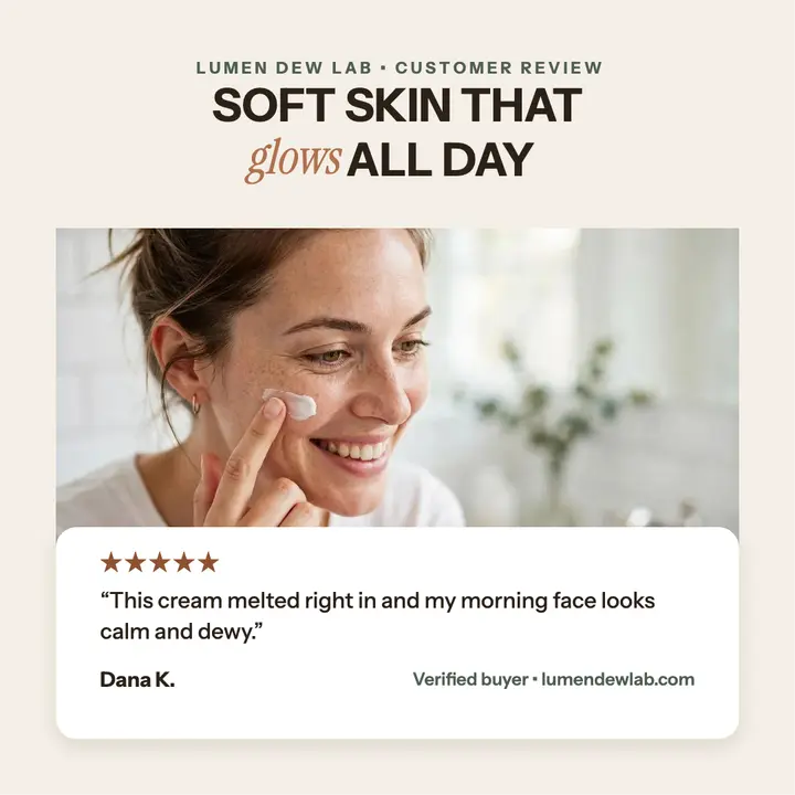Lumen Dew Lab skincare review card template