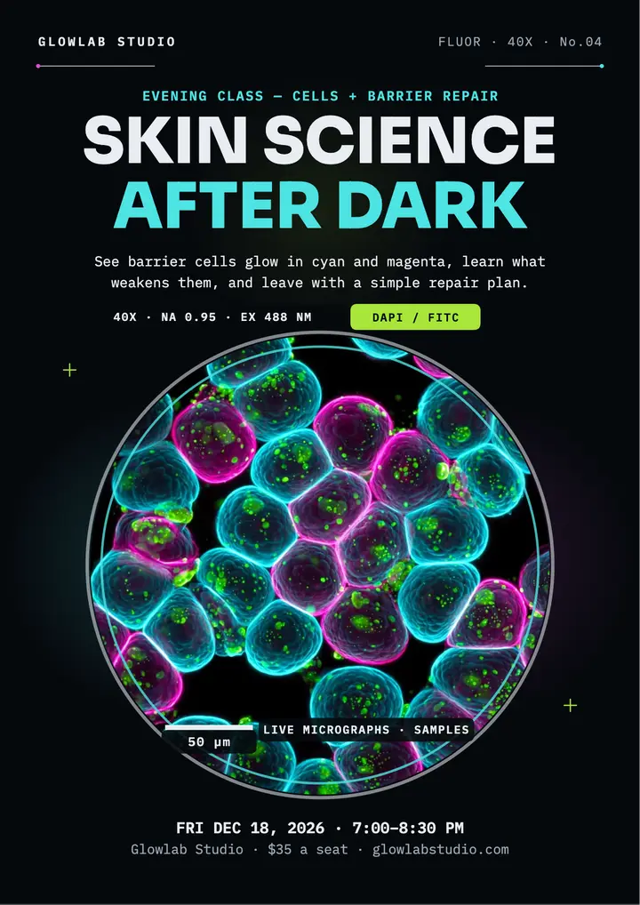 Glowlab skin science evening class flyer template