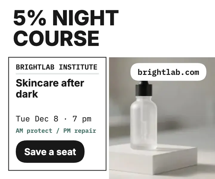 Brightlab evening skincare science ad template