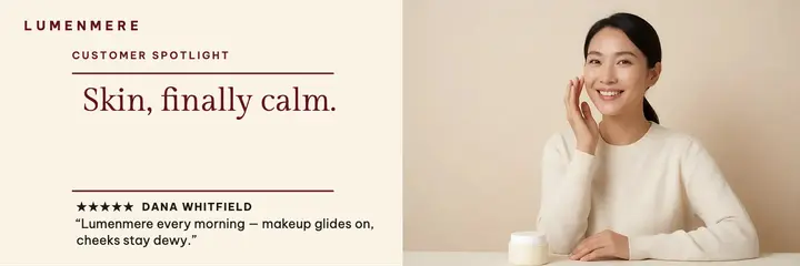 Lumenmere skincare spotlight header: skincare review header template
