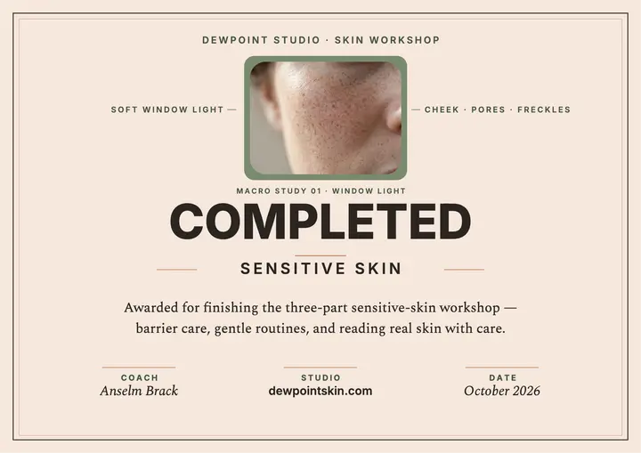 Dewpoint sensitive-skin workshop certificate template