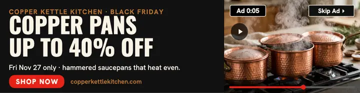 Copper Kettle Kitchen Black Friday sale billboard: black friday cookware sale ad template