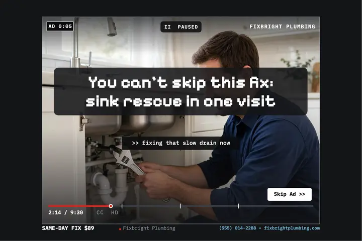 Fixbright plumbing skip-ad postcard template