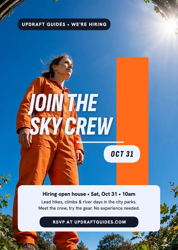 Updraft Guides sky crew hiring invitation template