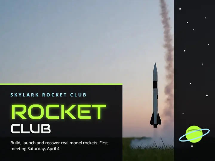 Skylark Rocket Club season kickoff slide, alien-core template