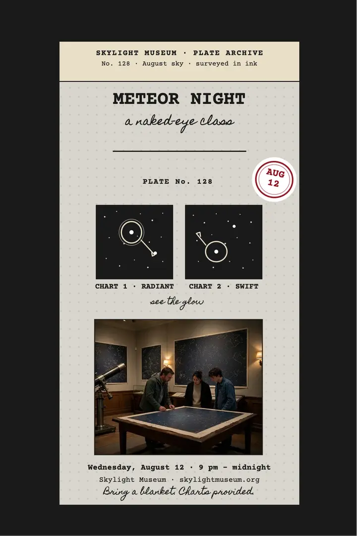 Skylight Museum meteor night plate poster template