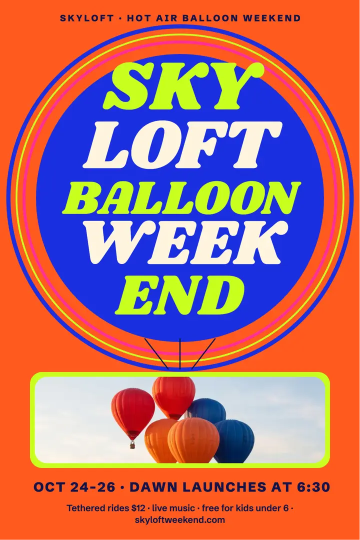 Skyloft balloon weekend psychedelic poster template