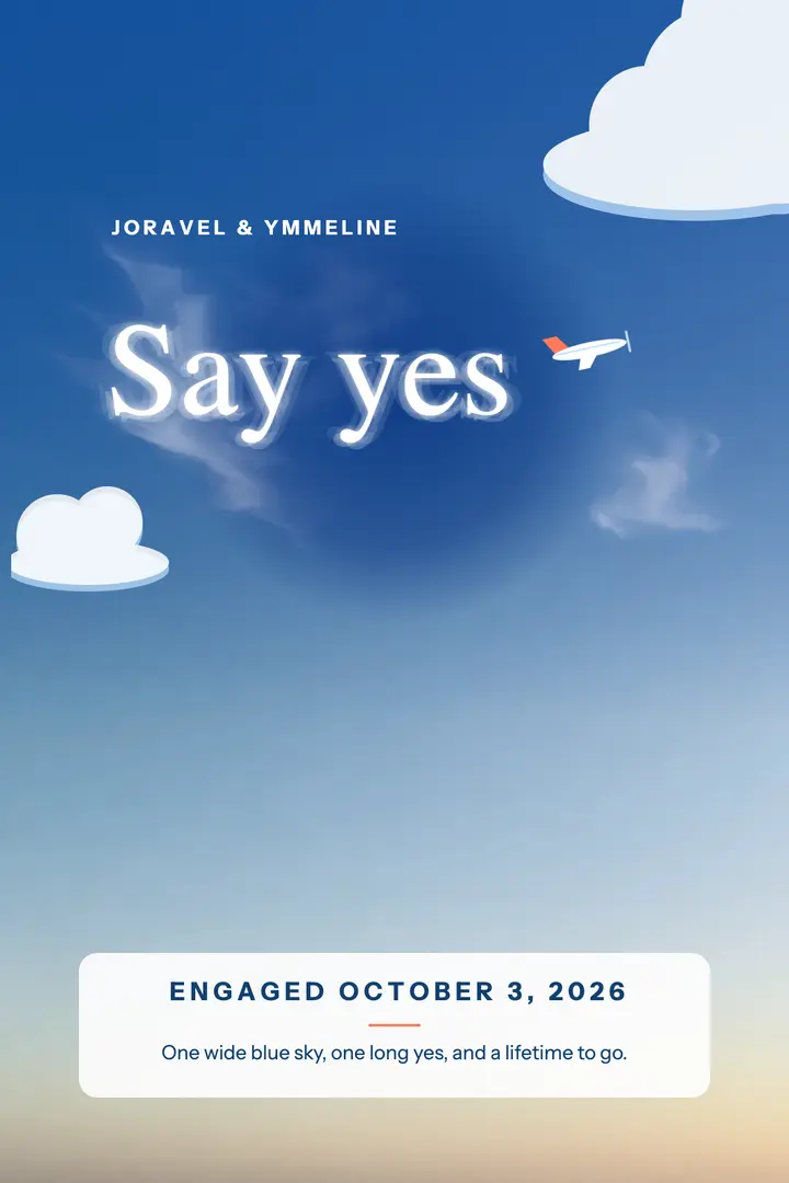 Say yes skywriting engagement poster: engagement announcement poster template
