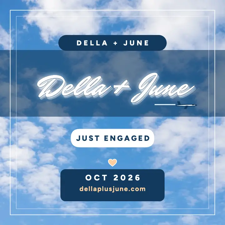 Della and June skywritten engagement post template