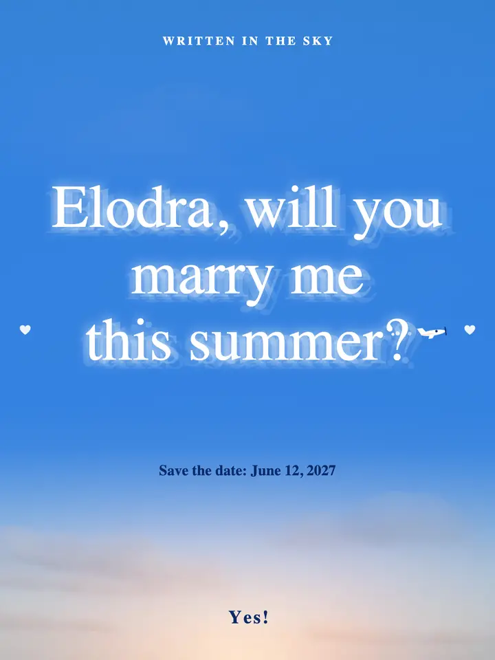 Skywritten proposal engagement announcement: engagement announcement template