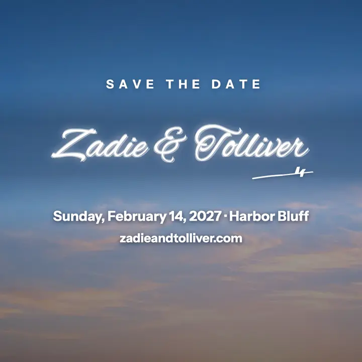 Skywritten save the date, Zadie and Tolliver: save the date post template