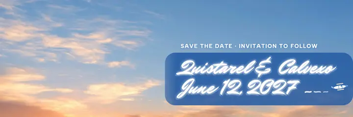Skywritten save the date header for a wedding template