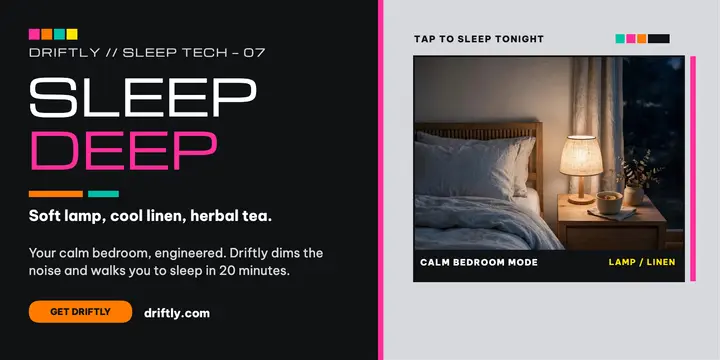 Driftly sleep app calm bedroom post template
