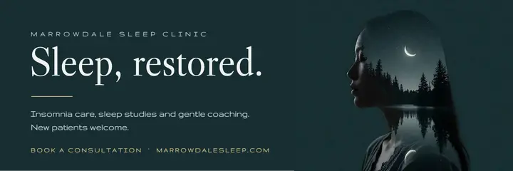 Marrowdale Sleep Clinic X header, double exposure: sleep clinic x header template