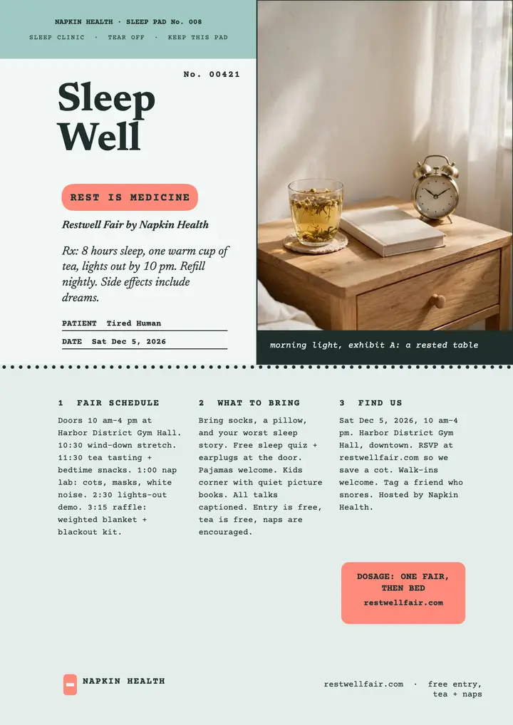 Restwell Fair sleep Rx pad flyer template