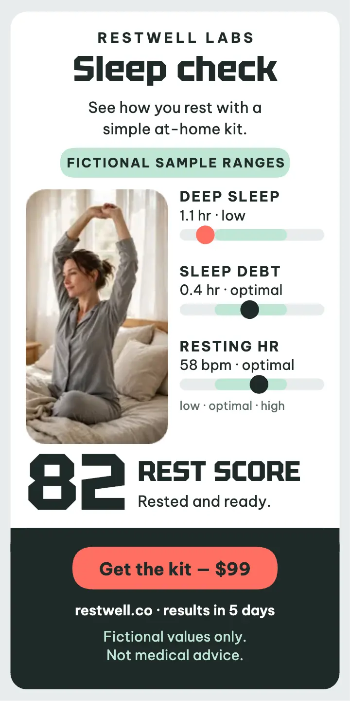 Restwell Labs sleep score half page ad template