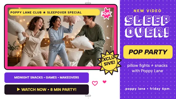 Poppy Lane sleepover special thumbnail template