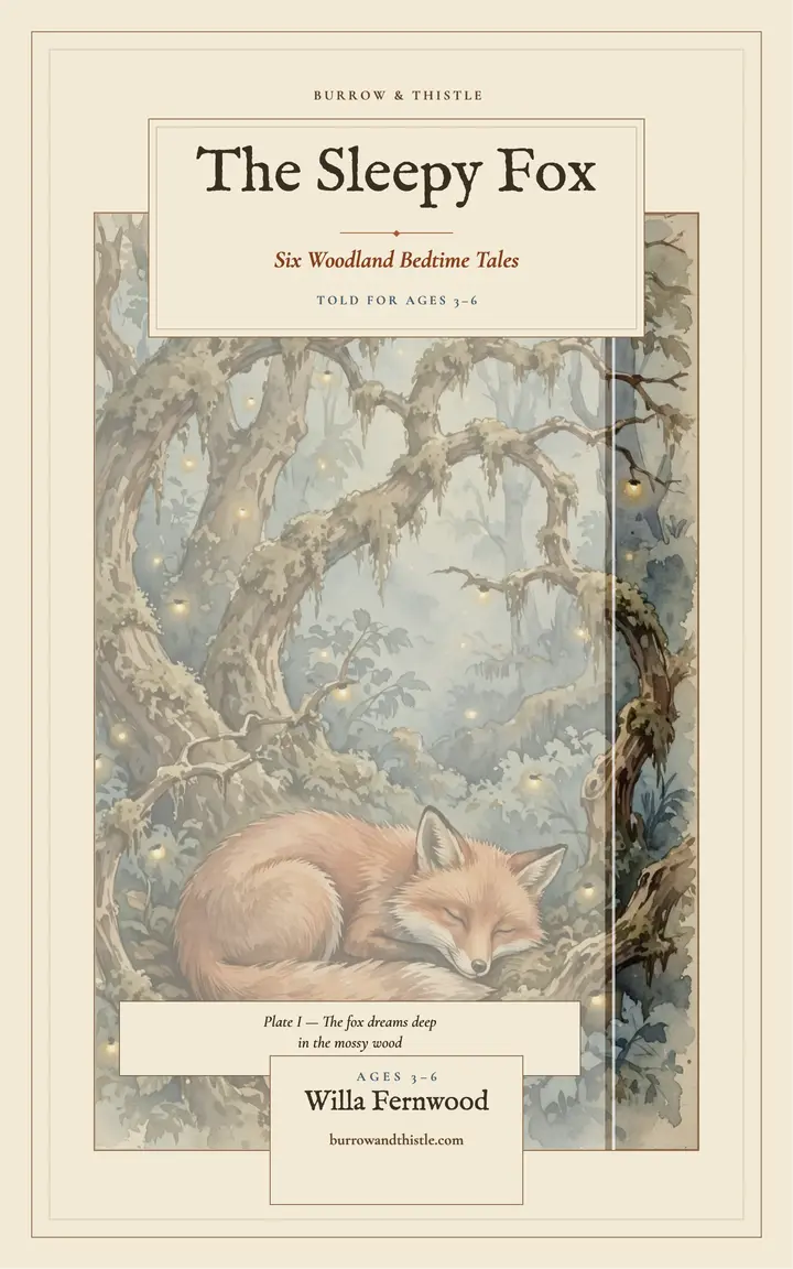 Sleepy Fox woodland bedtime ebook cover: bedtime ebook cover template