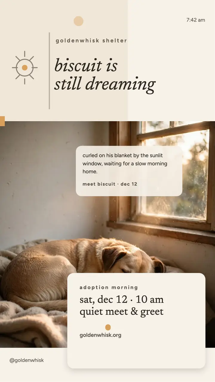Biscuit shelter dog adoption story template