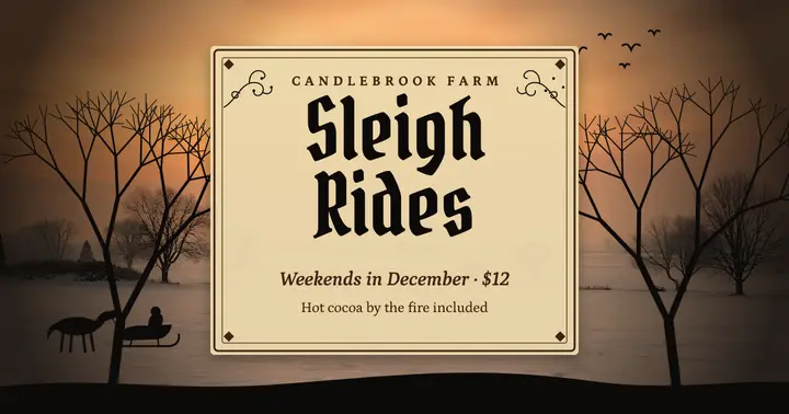Candlebrook Farm sleigh rides post: sleigh ride facebook post template