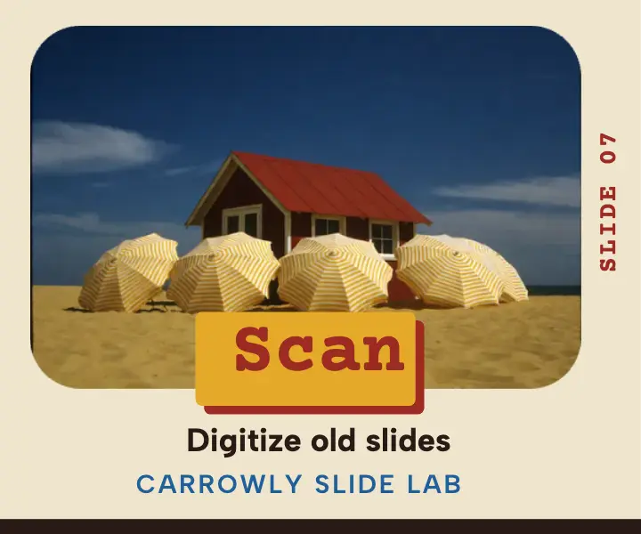 Slide scanning service display ad, Kodachrome slide template
