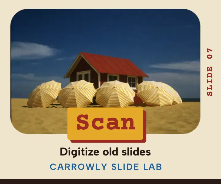 Slide scanning service display ad, Kodachrome slide template