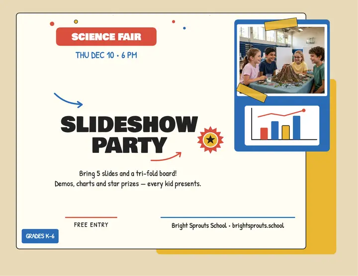 Bright Sprouts slideshow party science fair flyer template