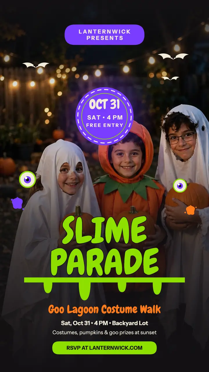 Goo Lagoon Slime Parade story: halloween costume parade template