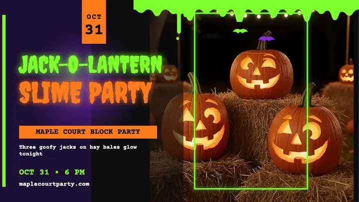Maple Court slime Halloween party thumbnail template