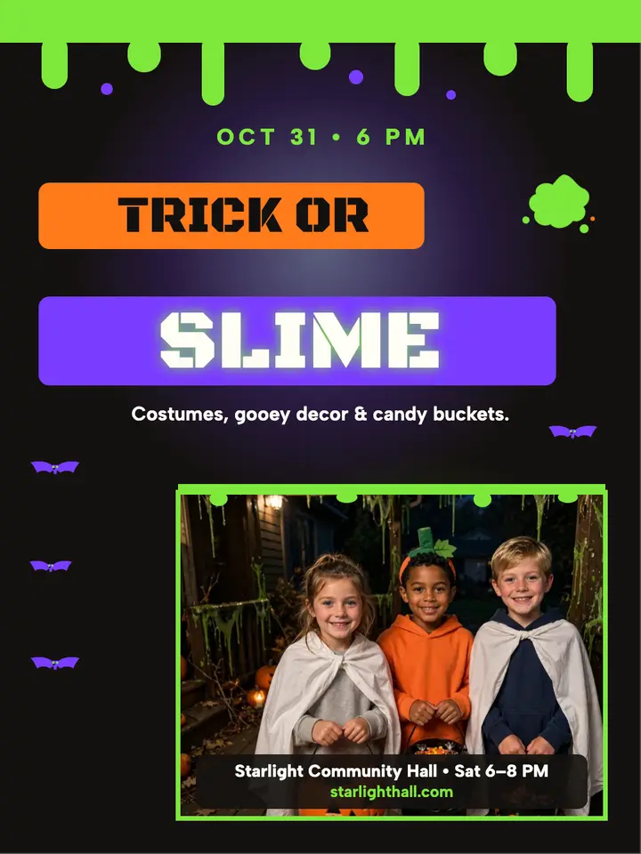 Slime Halloween trick-or-treat night template